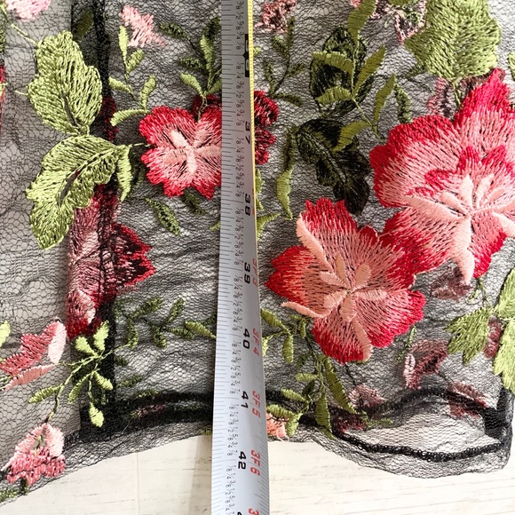 ASOS Black Mesh Floral Overlay Bodysuit Dress - Picture 15 of 16